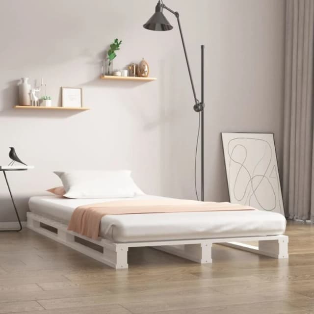 Vidaxl Pallet Bed White 75X190 Cm Small Single Solid Wood Pine, White 821418