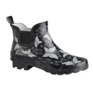 Stormwells Womens/Ladies Butterflies Short Wellington Boots (4 UK) (Black/Butterfly)