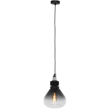 Sienna Lighting - Sienna Flere Dome Pendant Ceiling Lights Black Matt, Glass Transparent Grey