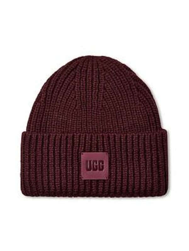 UGG Burgundy Chunky Rib Beanie Burgundy One Size