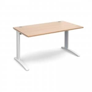 TR10 Straight Desk 1400mm x 800mm - White Frame Beech Top