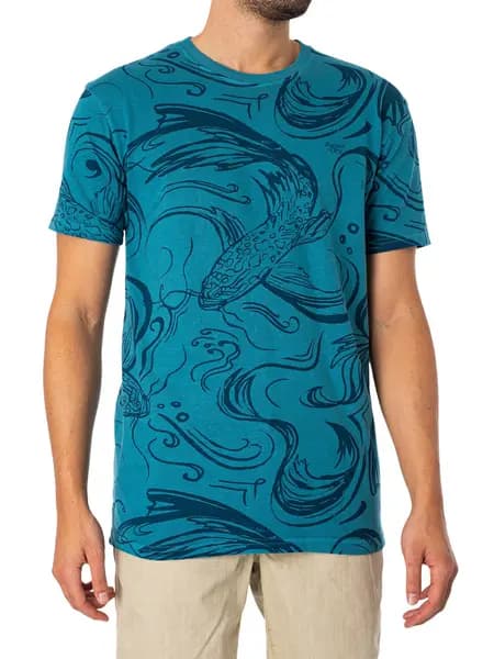 Superdry Vintage Overdye Printed T-Shirt Quayside Blue S