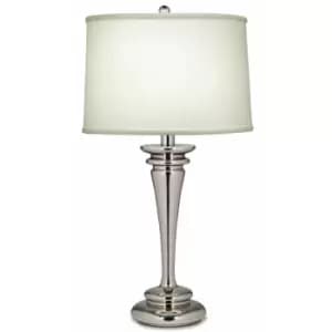 Table Lamp Zinc Pearl Supreme Satin Shade Highly Polished Nickel LED E27 60W