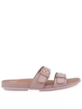 FitFlop Fitflop Gracie Rubber-buckle Two-bar Leather Slides - Beige, Beige, Size 4, Women