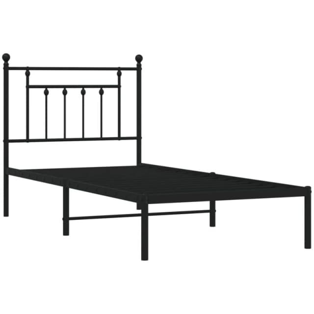 VIDAXL Metal Bed Frame without Mattress with Headboard Black 90x190cm vidaXL 8720845883096