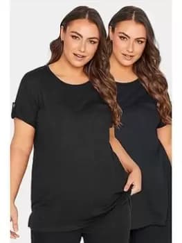 Yours Pocket T-Shirt 2 Pack - Black, Size 18, Women