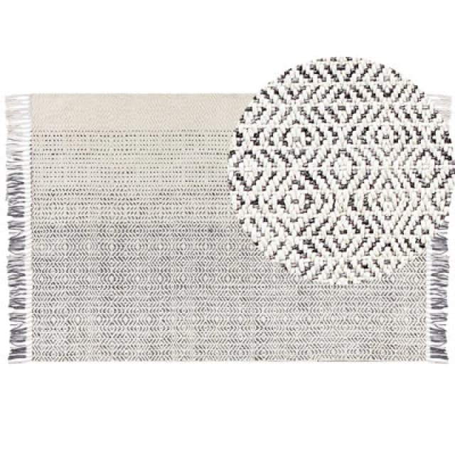 Beliani Rug Omerli White 160 X 230 Cm Wool