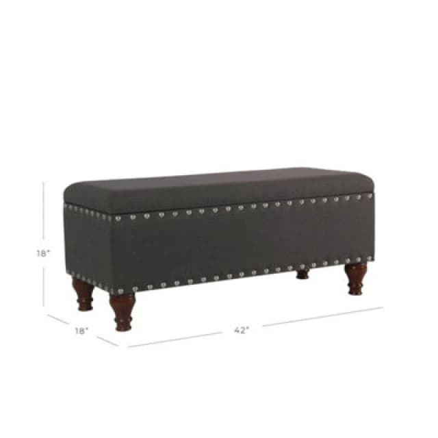 Luxury Living Chelsea Storage Ottoman Bench Charcoal