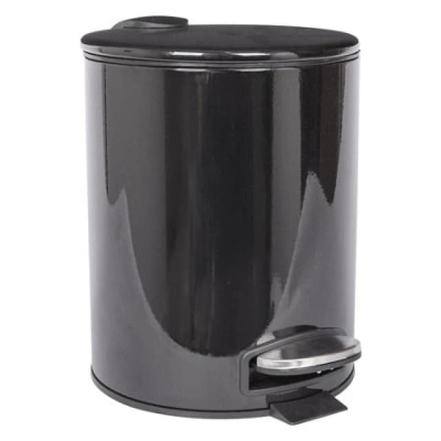 Harbour Housewares Round Stainless Steel Pedal Bin - 5L - Black unisex