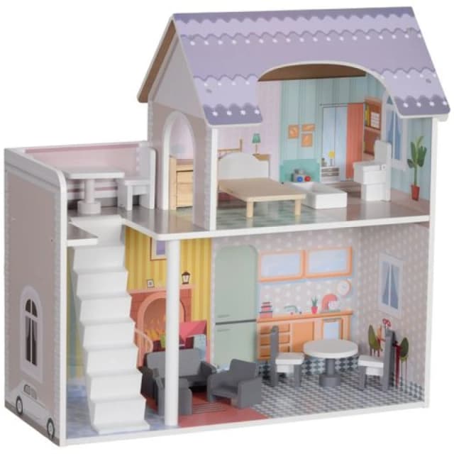 AIYAPLAY Dolls House with 13 Pieces Furniture & Accessories, Multi 350-175V00MX