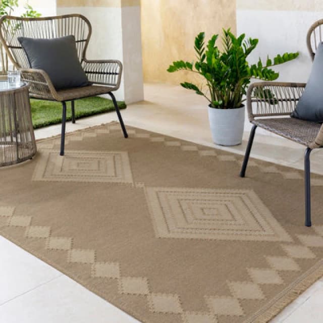 Livabliss Cottage Tan/light Beige Machine Washable Jute Keyuri Area Rug 158 X 213cm - Easy Care, Ideal For Living Room & Bedroom
