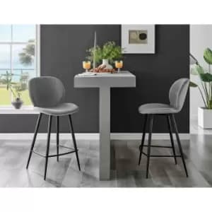 Furniture Box 2x Arna Grey Velvet Black Leg Bar Stools