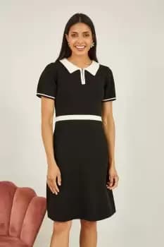 Black Knitted Retro Skater Dress