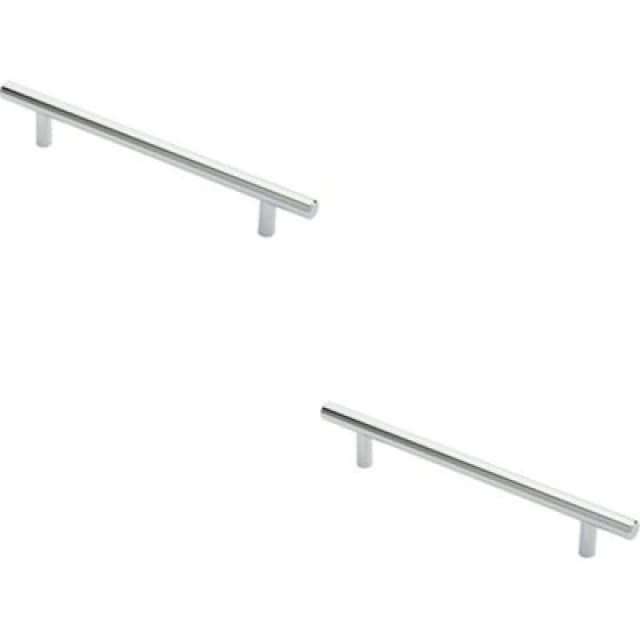 Loops 2x Round T Bar Cabinet Pull Handle 220 x 12mm 160mm Fixing Centres Chrome Multi unisex