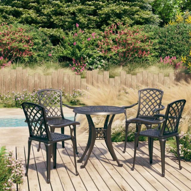 VIDAXL 5 Piece Bistro Set Cast Aluminium Black Vidaxl 8720286406632