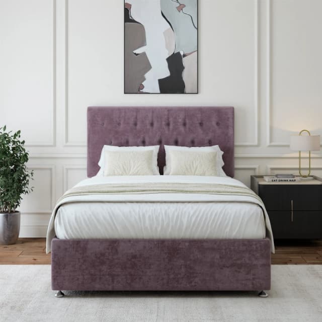 Bedmaster Bedmaster Luxury Velvet 4 Drawer Divan Base And Button Headboard in Mauve Size: Super King Mauve Super King Unisex 7867867469059