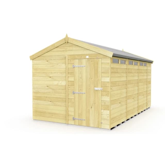 Buttercup Farm 8 x 14 Feet Apex Security Shed - Single Door - L417 x W231 x H217cm in Brown Brown Unisex