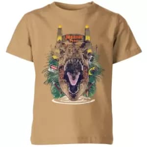 Jurassic Park T-Rex Break Out Kids T-Shirt - Tan - 11-12 Years