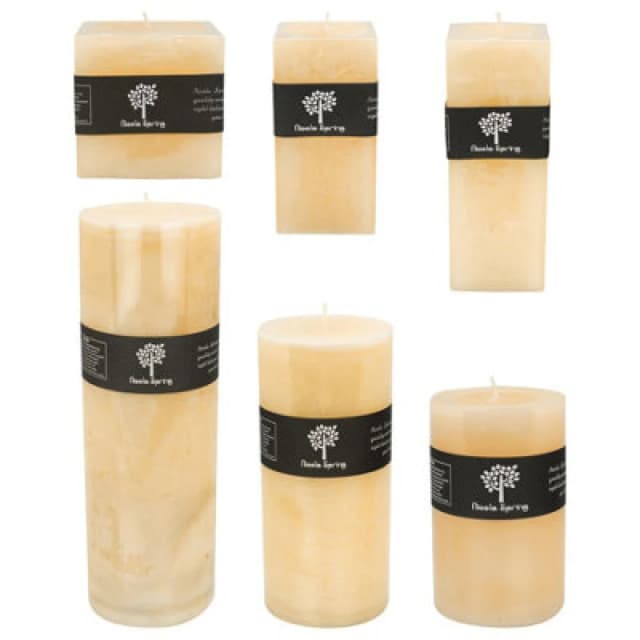 Nicola Spring Vanilla Pillar Candles - 6 Sizes - Cream - Pack Of 6