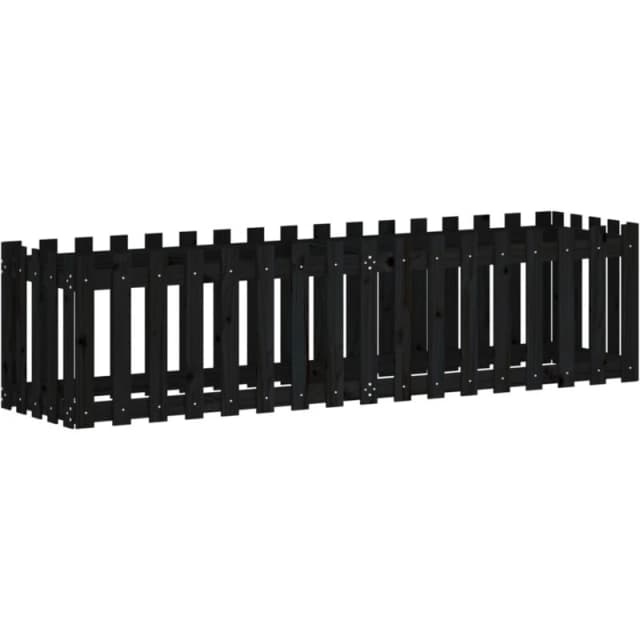 vidaXL Garden Raised Bed w/ Fence Design Black 200x50x50cm, Black 832509