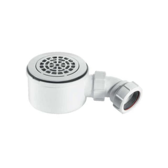 McAlpine Shallow Shower Trap Chrome 70mm High x 90mm x 1.5" outlet ST90CPB-P-70 White