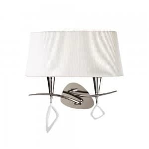 Wall Lamp Switched 2 Light E14, Polished Chrome with Ivory White Shade