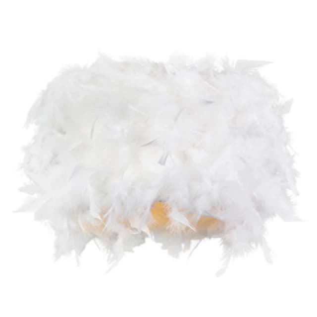 Happy Homewares Modern Designer Real White Feather Drum Lamp Shade With Inner Cotton Lining