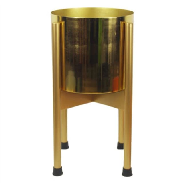 Leaf Medium Gold Stand With Gold Metal Planter 38.5Cm X 18Cm