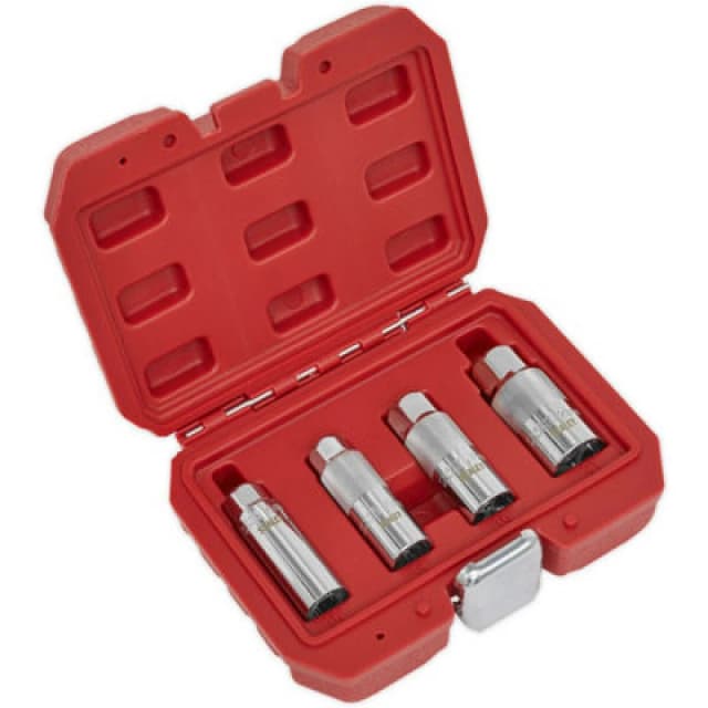 Loops 4 Piece Spark Plug Socket Set - 3/8" Sq Drive WallDrive Sockets - Forged Steel Metallics