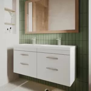 Nuie - Athena Wall Hung 4-Drawer Vanity Unit with Double Basin 1200mm Wide - Gloss White