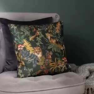 Forest Fox Repeat Cushion Grey / 43 x 43cm / Polyester Filled