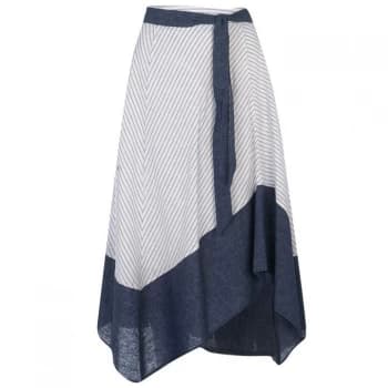 DKNY Tie Midi Skirt - SILVER STRIPE