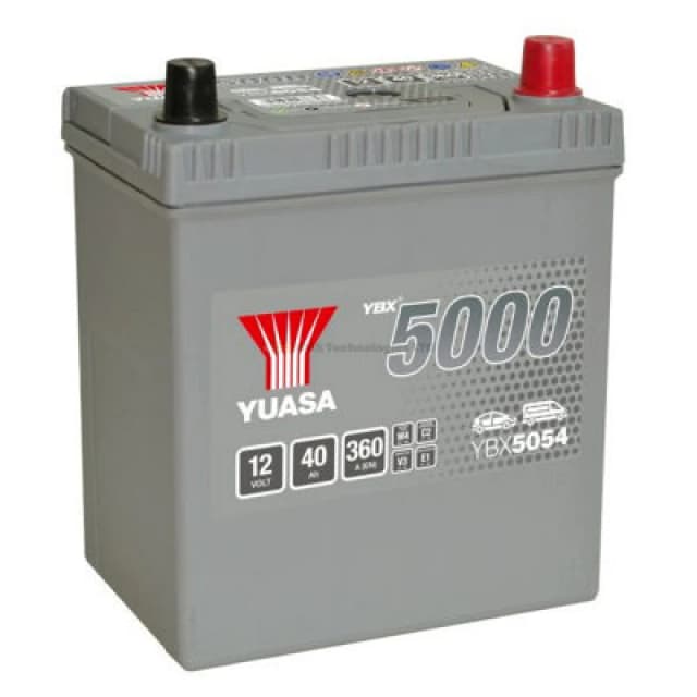 12V Car Battery, Type 054, Yuasa Ybx5054, 40Ah 360Cca Sealed Calcium