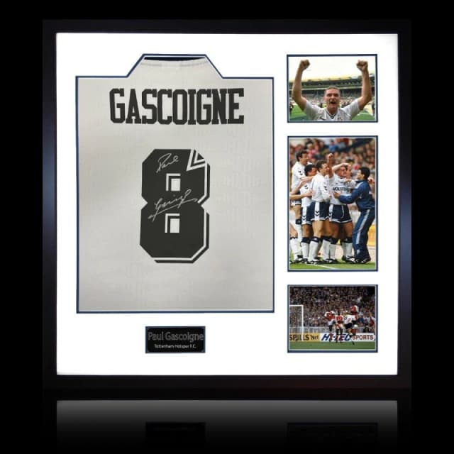 The Fan Cave Paul Gascoigne Signed Tottenham Hotspur Shirt Elit White unisex 820mm x 82