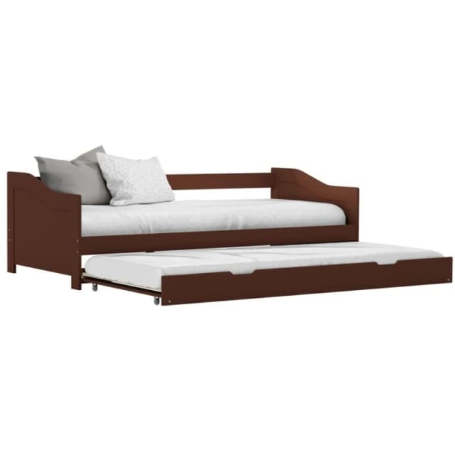 vidaXL Pull-out Sofa Bed Frame Dark Brown Pinewood 90x200cm Sleepover Beds