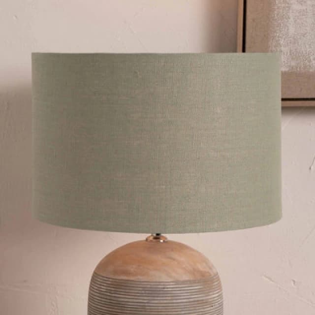 Pacific Lifestyle 35Cm Sage Green Linen Drum Cylinder Lampshade