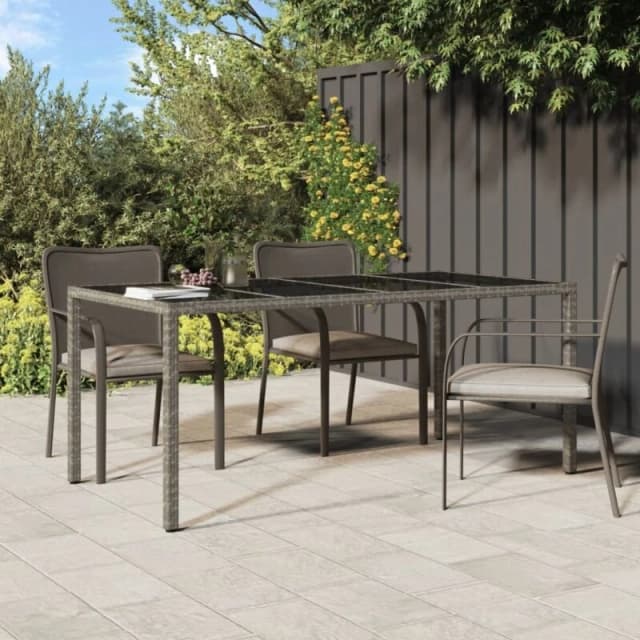 VIDAXL Garden Table Grey 190x90x75cm Tempered Glass and Poly Rattan Vidaxl 8720286666517