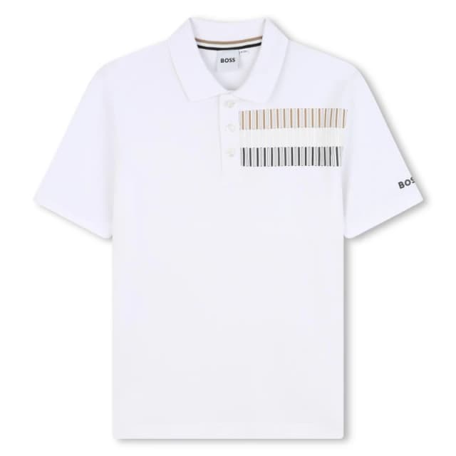 Boss Kids Striped Lightweight Short Sleeve Polo Shirt White 10P male 4 Yrs
