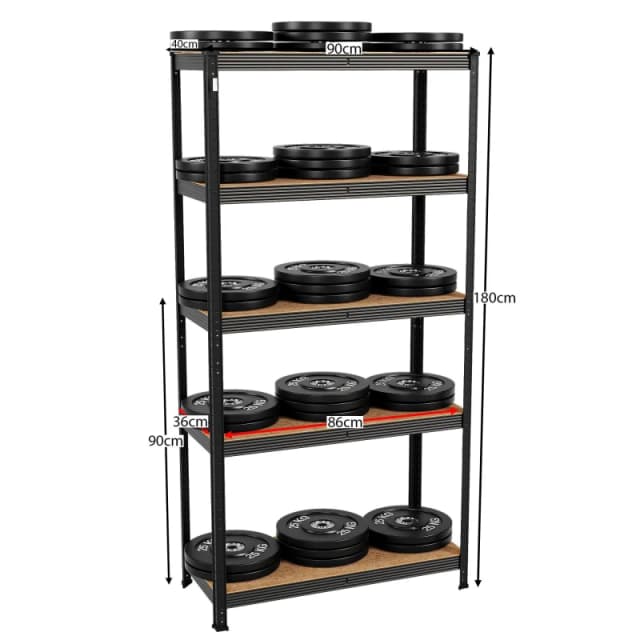 Lassic 5 Tier Heavy Duty Large Garage Shelves - 2 Bay Black unisex 5 Tier