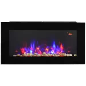 1000W/2000W LED Electric Fireplace Automatic Function Remote Timer Safe Heater