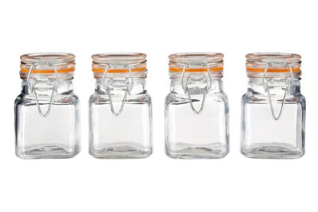 Premier Housewares luca Set of 4 Luca Clip Top Lid Glass Jars Clear