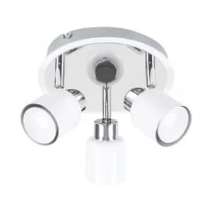 Benton 3-Way Ceiling Spotlight in White and Chrome
