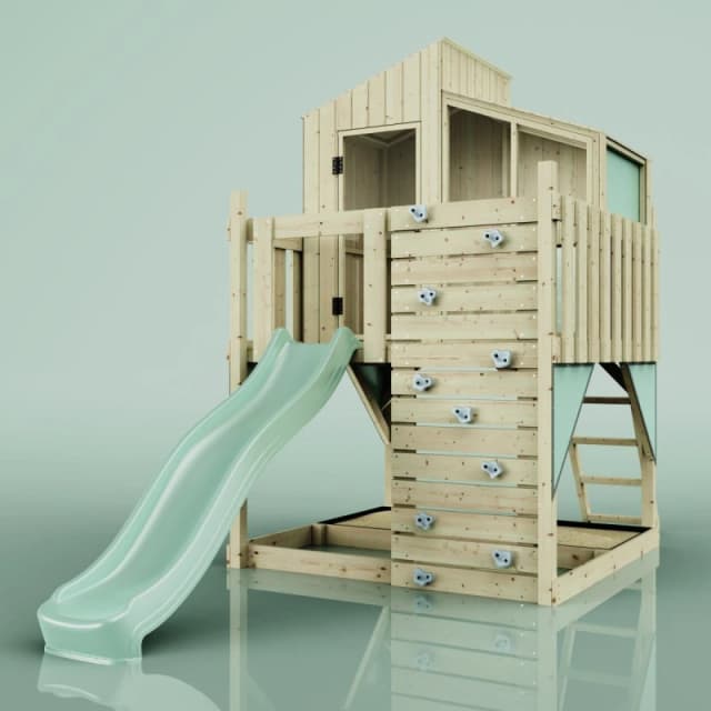 OutdoorToys PolarPlay Kids Scandinavian Style Climbing Platform & Playhouse - Flavia Sage in Beige Beige Unisex