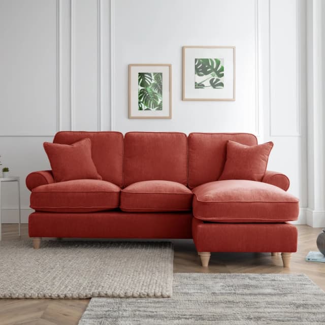 The Great Sofa Company Ezra Right Hand Chaise Sofa Manhattan Apricot in Terracotta Terracotta Unisex