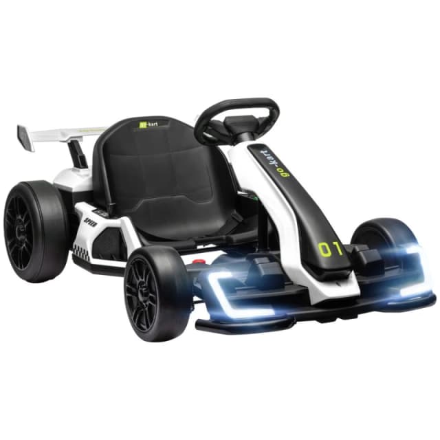 Homcom 24V Electric Go Kart With Adjustable Seat, White 370-287V70WT