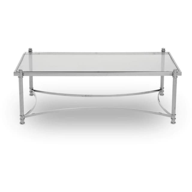 Interiors by Premier Ackley Silver Coffee Table with Clear Glass Silver unisex One Size