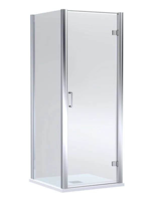 Balterley Hinged Shower Door & Slimline Tray: 900x900mm Chrome/White in Silver Silver Unisex