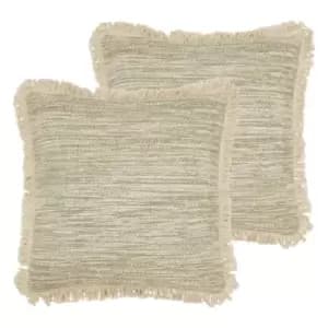 Furn. Sienna Twin Pack Polyester Filled Cushions Natural