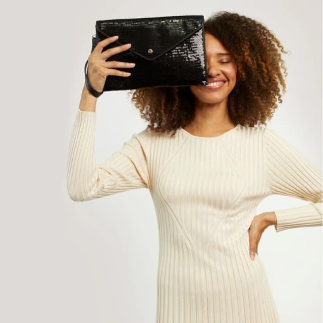 Fiorelli Ophelia Sequin Envelope Pouch Bag True Black female