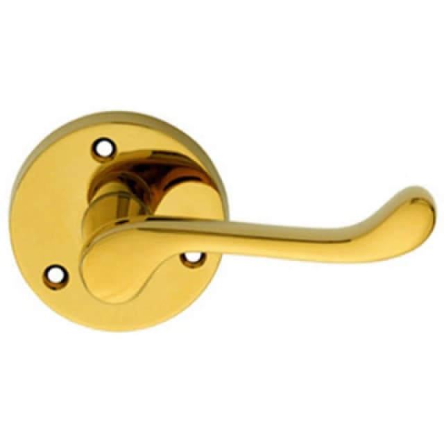 Loops PAIR Victorian Scroll Lever on 58mm Round Rose Polished Brass Door Handle Metallics